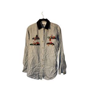 Casey and Max vintage women’s striped holiday embellished, Christmas Blouse smal